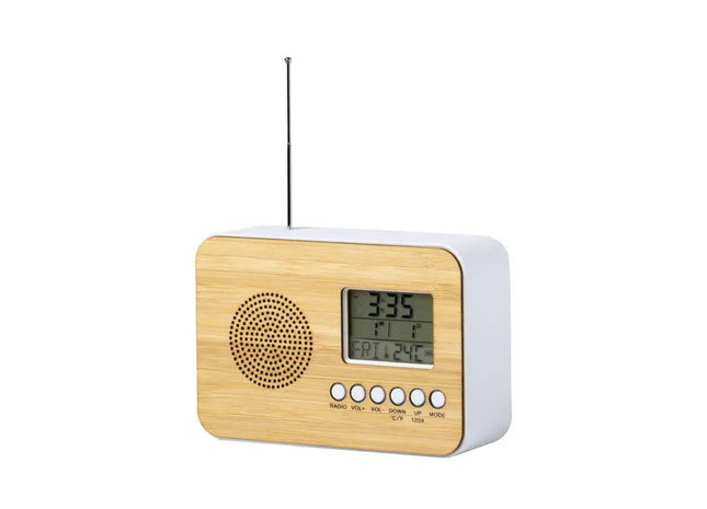 Naturfarbene Tulax Radio-Tischuhr - Elegantes Multifunktionsgerät TK Gruppe® Grosshandel 
