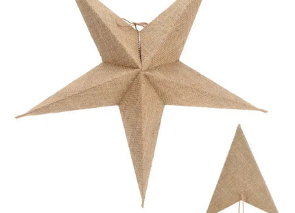 Naturfarbener Jute Papierstern, 5 Zacken, 45cm Durchmesser, Öko-Dekor TK Gruppe® Grosshandel 