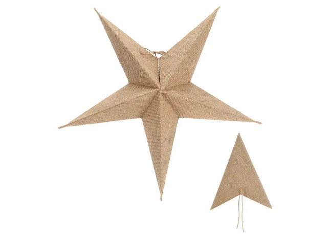 Naturfarbener Jute Papierstern, 5 Zacken, 45cm Durchmesser, Öko-Dekor TK Gruppe® Grosshandel 