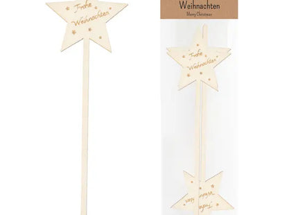 Naturholz Weihnachtssterne, 2er-Set, 25cm - Ökologische Festtagsdeko TK Gruppe® Grosshandel 