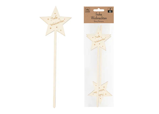 Naturholz Weihnachtssterne, 2er-Set, 25cm - Ökologische Festtagsdeko TK Gruppe® Grosshandel 