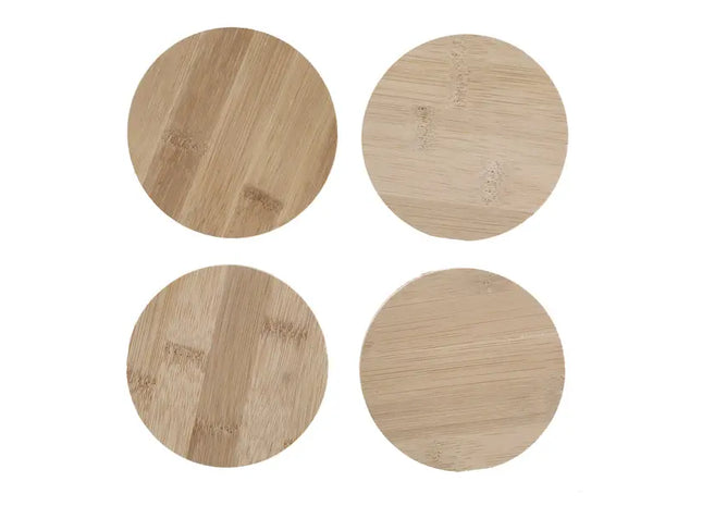 Natürliche Bambus-Getränkeunterlagen - Runde Untersetzer, 4er Set, 10cm Durchmesser TK Gruppe® Grosshandel 
