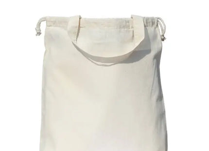 Natürliche Baumwoll-Einkaufstasche mit Kordelzug, kurze Henkel – vielseitig, umweltfreundlich, robust TK Gruppe® Grosshandel 