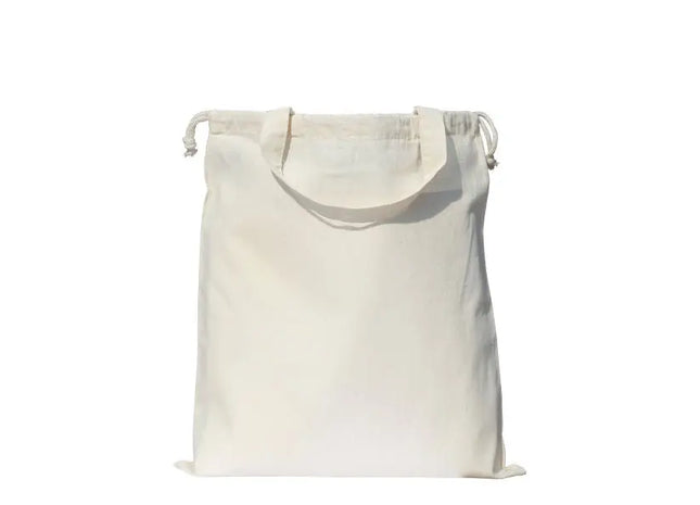 Natürliche Baumwoll-Einkaufstasche mit Kordelzug, kurze Henkel – vielseitig, umweltfreundlich, robust TK Gruppe® Grosshandel 