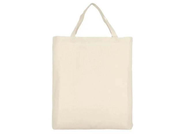 Natürliche Baumwoll-Einkaufstasche mit kurzen Henkeln & Bodenfalte – robust, umweltfreundlich, vielseitig TK Gruppe® Grosshandel 