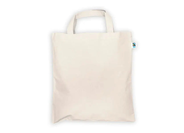 Natürliche Fairtrade-Baumwoll-Einkaufstasche mit kurzen Henkeln – nachhaltig, robust, vielseitig TK Gruppe® Grosshandel 