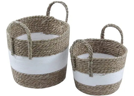 Natürliche Körbe mit Henkeln - Rustikales 2er-Set zur Aufbewahrung TK Gruppe® Grosshandel 