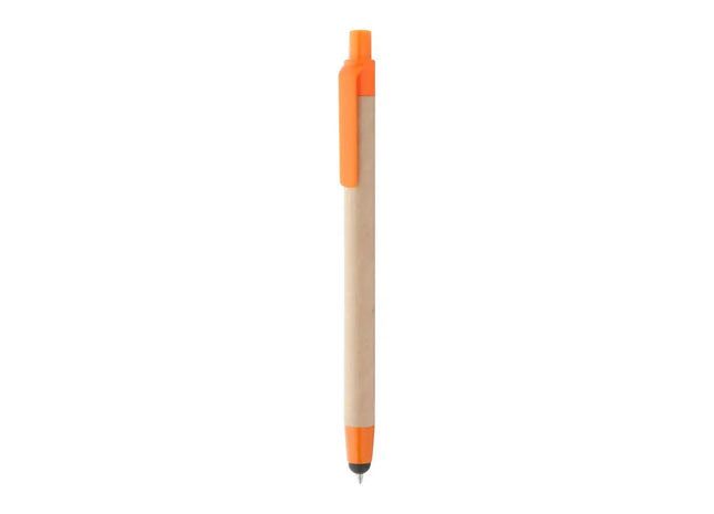 Natürlicher Tempe Touchpen mit Kugelschreiber - Orange - Premium Stylus für präzises Schreiben TK Gruppe® Grosshandel 