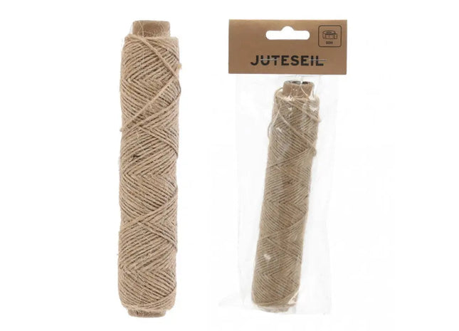 Natürliches Juteseil, 50m Rolle, 11x6cm, Öko-freundlich, Verpackt mit Kopfkarte TK Gruppe® Grosshandel 
