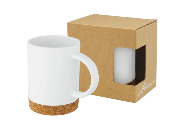 Neiva 425 ml Keramikbecher, weiß mit innovativem Korkboden TK Gruppe® Grosshandel 
