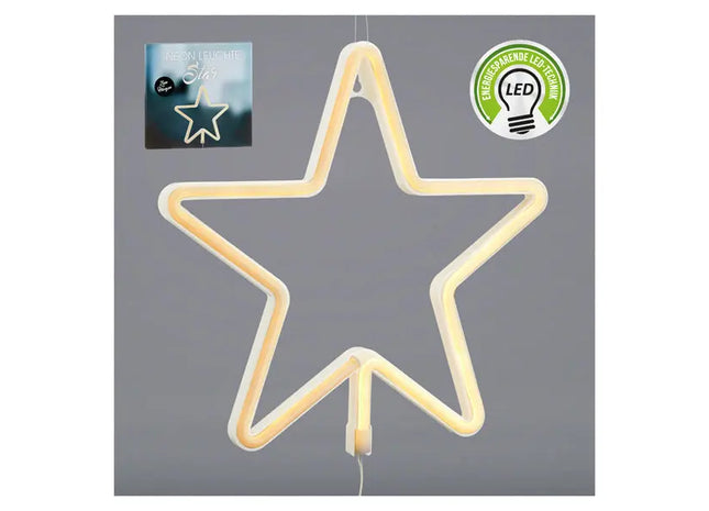 Neon-Leuchte Stern, warmweiß, 28x28 cm - Auffällige, festliche Dekoration TK Gruppe® Grosshandel 
