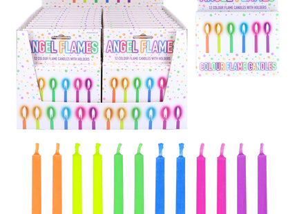 Neon Party Kezen 12Er Set, Engelsflammen Mit Haltern, 6 Verschiedene Farben TK Gruppe® Grosshandel 