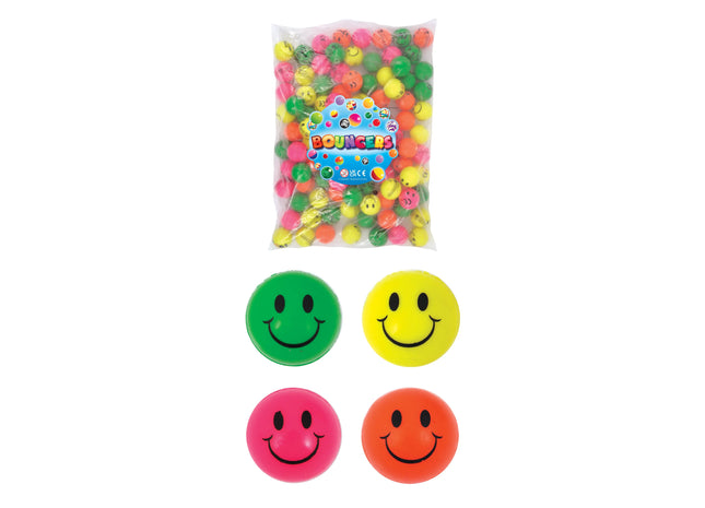 Neon Smiley Jet Ball, 3,3 cm, 4er-Set in verschiedenen Farben - Spielzeug für Kinder & Partys TK Gruppe® Grosshandel 
