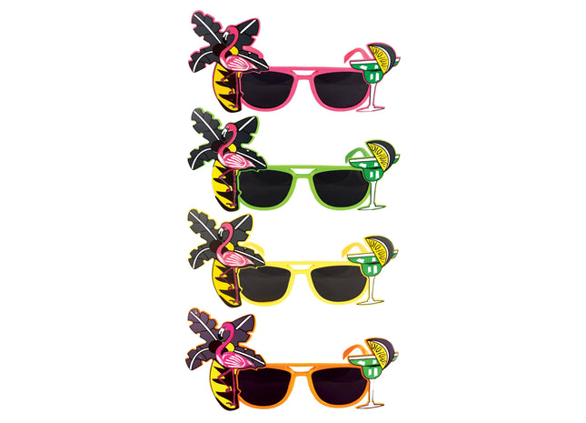 Neonfarbene Flamingo-Sonnenbrille für Wachsene mit dunklen Gläsern, 4 verschiedene Farben TK Gruppe® Grosshandel 