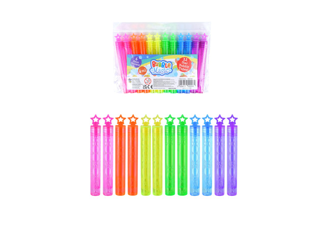 Neonfarbene Seifenblasenröhren 4Ml, 10,5Cm, Steril, 6Er-Pack - Partyzubehör TK Gruppe® Grosshandel 