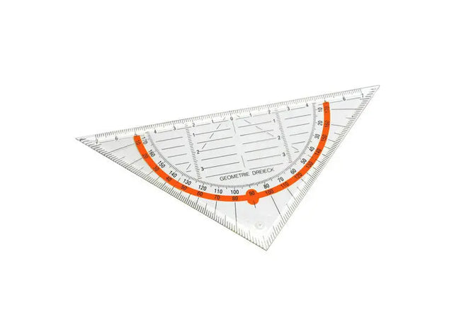 Neonorangenes Geo-Dreieck in Glasklar – Präzises Zeichenwerkzeug TK Gruppe® Grosshandel 