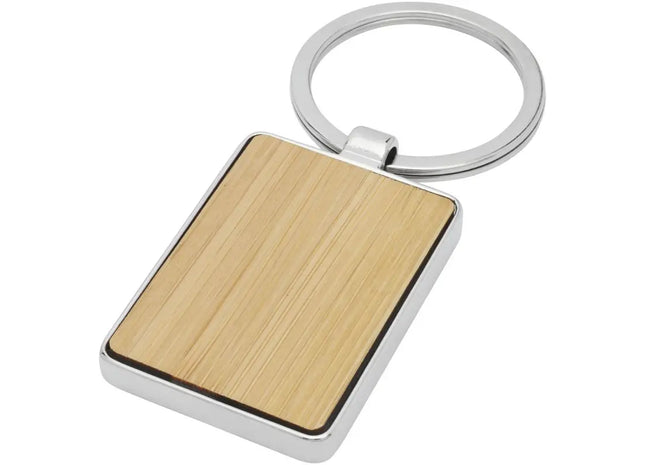 Neta Bamboo Rectangle Keychain - Natural Wood Grain Finish - Eco-friendly & Stylish TK Gruppe® Grosshandel 