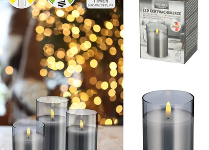 New Flame Kleine LED Echtwachskerze im Glas, 7,5x10cm – Behagliches Licht TK Gruppe® Grosshandel 