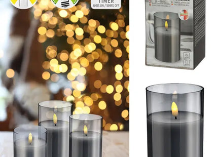 New Flame LED Echtwachskerze im Glas, Mittel, 7,5x12,5cm – Gemütliches Licht TK Gruppe® Grosshandel 