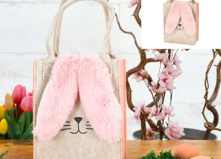 Niedliche Filztasche - Hase mit Plüschohren, ca. 20cm Höhe | Charmante Oster-Geschenktasche TK Gruppe® Grosshandel 