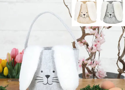 Niedlicher Filzkorb - Hase mit Plüschohren, 2er Set | Süße Osterkörbchen, ca. 15cm Höhe TK Gruppe® Grosshandel 