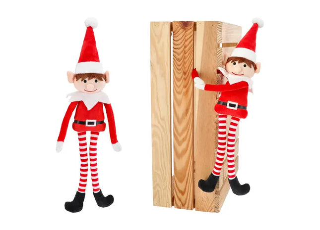 Niedlicher Weihnachtself Plüschtier, ca. 40 cm, mit Kletthänden zum Aufhängen TK Gruppe® Grosshandel 