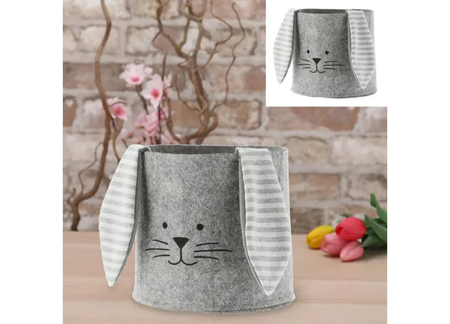 Niedliches Hasen-Filzkörbchen, ideal für Ostern, 16,5x15 cm TK Gruppe® Grosshandel 