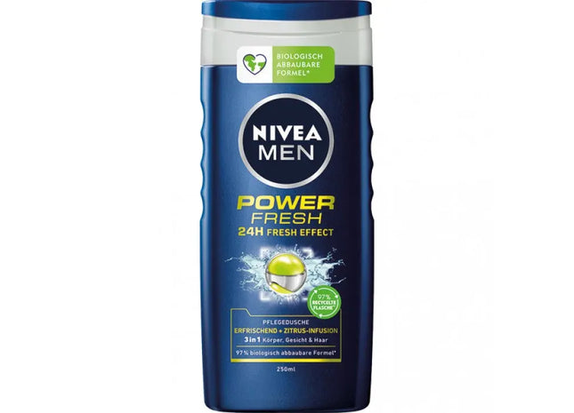 Nivea Men Power Fresh Shower Gel, 250ml, Invigorating Body Cleanser TK Gruppe® Grosshandel 