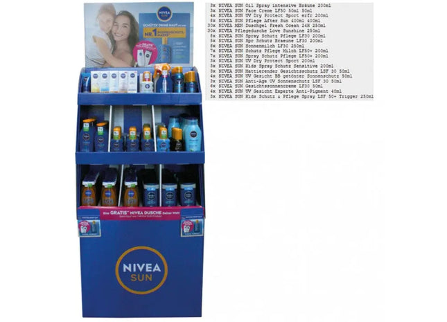 Nivea Sun 142 Mixdisplay - Vielfältiges Sonnenschutz-Sortiment für jede Haut TK Gruppe® Grosshandel 