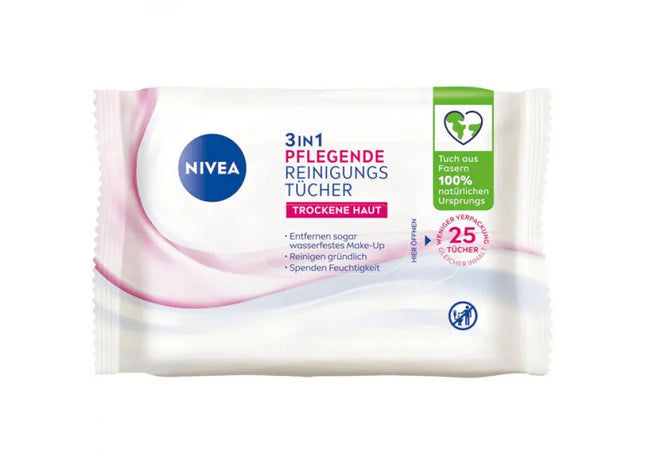 Nivea Visage 3-in-1 Nourishing Facial Cleansing Wipes, 25-Pack, Gentle Skincare TK Gruppe® Grosshandel 