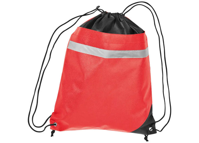 Non-Woven Gymbag mit reflektierendem Streifen - rot - sicher und stilvoll für Sport und Freizeit TK Gruppe® Grosshandel 