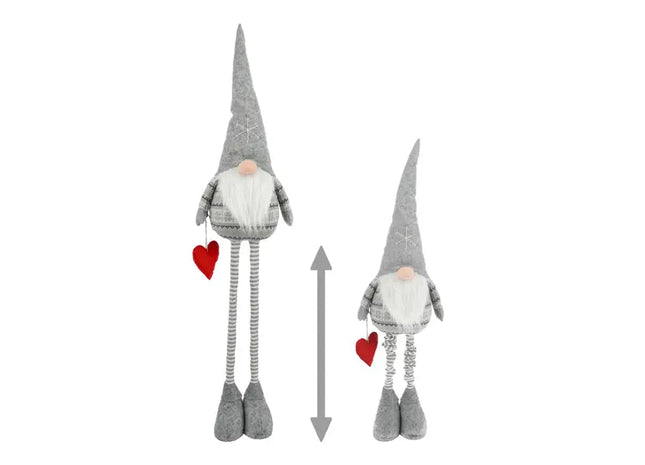 Nordisch Grauer Wichtel Udo mit Teleskopbeinen, Höhenverstellbar bis 140 cm - Flexibles Dekoelement TK Gruppe® Grosshandel 