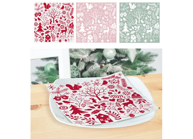 Nordisches Servietten-Set, 3 einzigartige Designs, 20er-Pack - Perfekt für skandinavisches Ambiente TK Gruppe® Grosshandel 