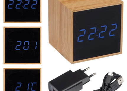 North Charleston Bambus-Tischuhr - Natürliches Design in Beige TK Gruppe® Grosshandel 