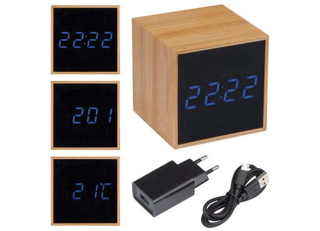 North Charleston Bambus-Tischuhr - Natürliches Design in Beige TK Gruppe® Grosshandel 