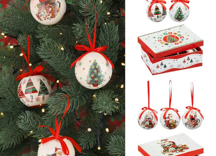 Nostalgische Christbaumkugeln - Kleines 6er Set, 6cm Durchmesser, Zwei Designs TK Gruppe® Grosshandel 