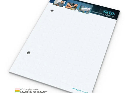 Notizblock A6 mit Doppellochung, personalisierbar mit 4C-Druck TK Gruppe® Grosshandel 