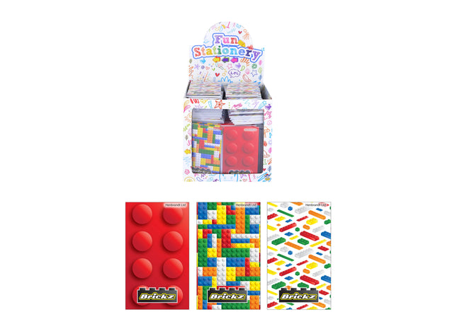 Notizbuch Brickz 9,3 x 5,5 cm – 3 verschiedene Designs, kompakt und farbenfroh TK Gruppe® Grosshandel 