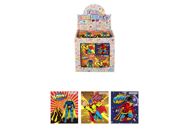 Notizbuch Superhero, 7cm x 6cm, 10 Seiten - Mini-Schreibblock für Kinder TK Gruppe® Grosshandel 