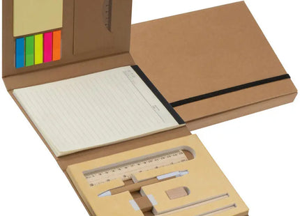 Notizmappe mit Lineal, Notizblock und Haftnotizen – edel braun TK Gruppe® Grosshandel 