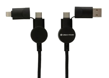 Oakland 1,2m 6-in-1 Fast-Charging 45W Kabel aus RCS recyceltem Kunststoff - Schwarz TK Gruppe® Grosshandel 