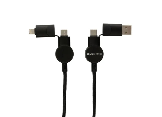 Oakland 1,2m 6-in-1 Fast-Charging 45W Kabel aus RCS recyceltem Kunststoff - Schwarz TK Gruppe® Grosshandel 