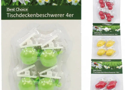 Obst-Design Tischtuchbeschwerer, 4er Set auf Karte - Ideal für Außenbereiche TK Gruppe® Grosshandel 