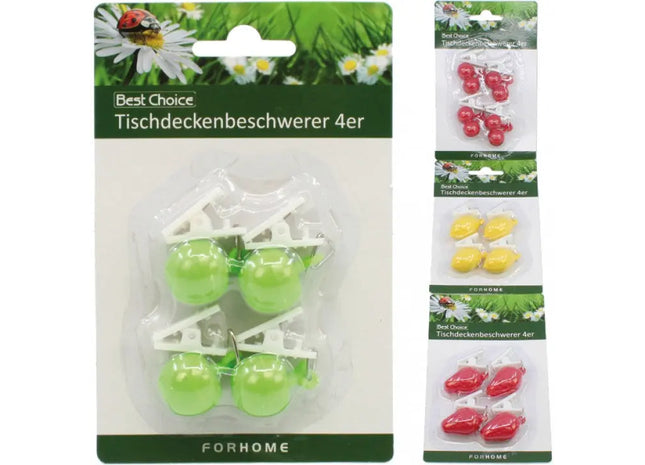 Obst-Design Tischtuchbeschwerer, 4er Set auf Karte - Ideal für Außenbereiche TK Gruppe® Grosshandel 
