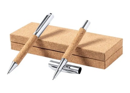 Odegor Kugelschreiber Set in Natur & Silber: Elegantes Schreibzubehör für Profis TK Gruppe® Grosshandel 