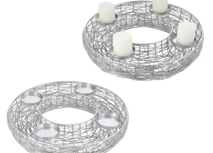 Offener Adventskranz aus silbernen Fäden, Durchmesser 42 cm - Moderner Festtagsschmuck TK Gruppe® Grosshandel 