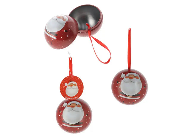 Öffnbare Weihnachtskugel mit Santa-Motiv aus Metall, Festlicher Baumschmuck TK Gruppe® Grosshandel 