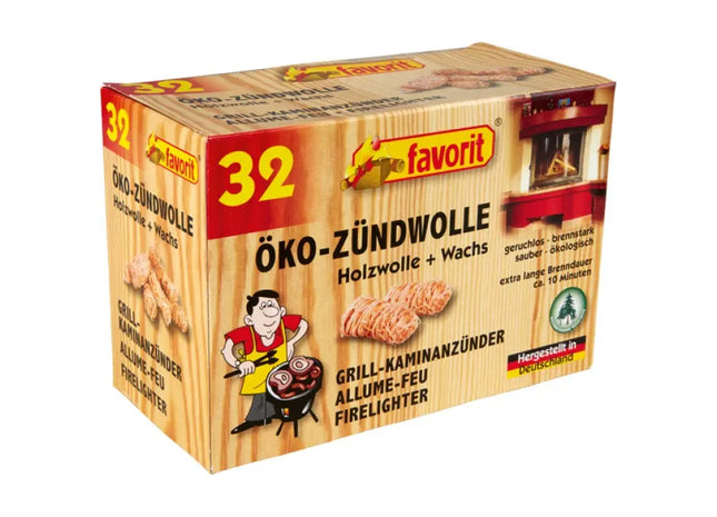 Öko-Anzündwolle für Grill und Ofen, 32 mm, Natürliche Feueranzünder TK Gruppe® Grosshandel 