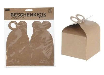 Öko-Geschenkboxen zum Beschriften, 2er Set, Natur-Design, 9,5x9,5x8cm TK Gruppe® Grosshandel 