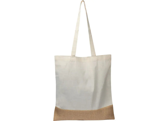 Öko-Tex Tragetasche mit Juteboden, Weiß, Umweltzertifiziert & Stilvoll TK Gruppe® Grosshandel 